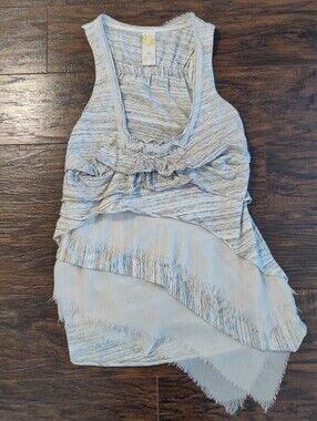Anthropologie C. Keer asymmetrical tiered tank top featuring fringe
